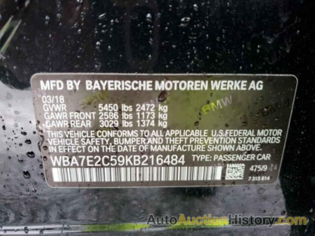 BMW 7 SERIES I, WBA7E2C59KB216484