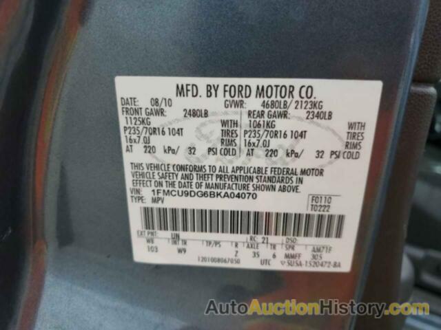 FORD ESCAPE XLT, 1FMCU9DG6BKA04070