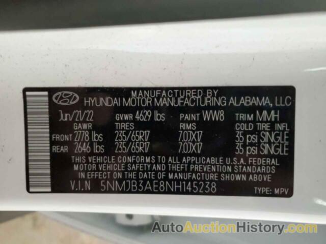 HYUNDAI TUCSON SEL, 5NMJB3AE8NH145238