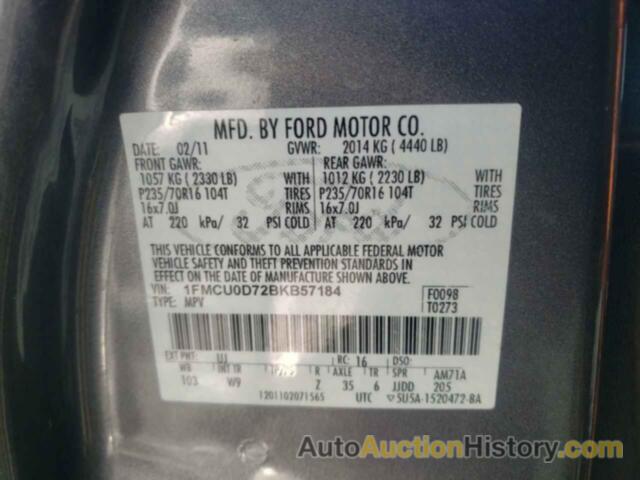 FORD ESCAPE XLT, 1FMCU0D72BKB57184