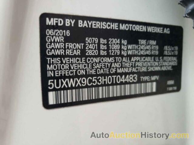 BMW X3 XDRIVE28I, 5UXWX9C53H0T04483