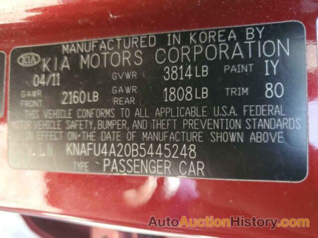 KIA FORTE EX, KNAFU4A20B5445248