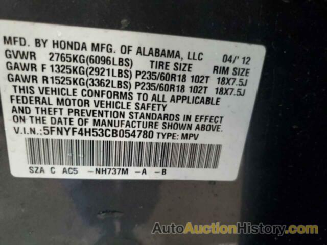 HONDA PILOT EXL, 5FNYF4H53CB054780