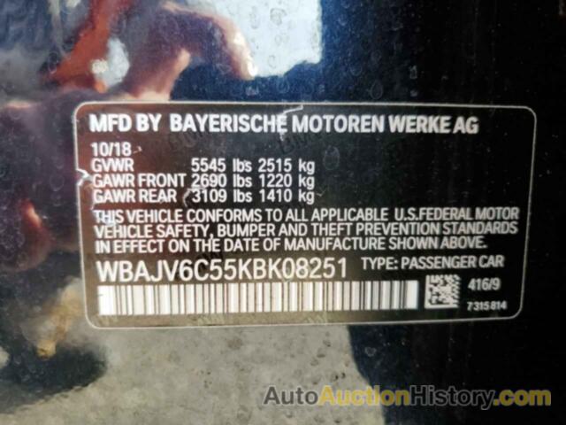 BMW 6 SERIES XIGT, WBAJV6C55KBK08251