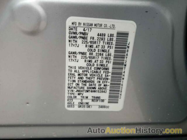 NISSAN ROGUE S, JN8AT2MT4HW152842