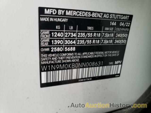 MERCEDES-BENZ EQB 300 4M 300 4MATIC, W1N9M0KB0NN008631