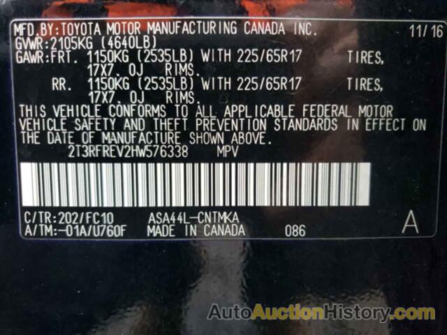 TOYOTA RAV4 XLE, 2T3RFREV2HW576338