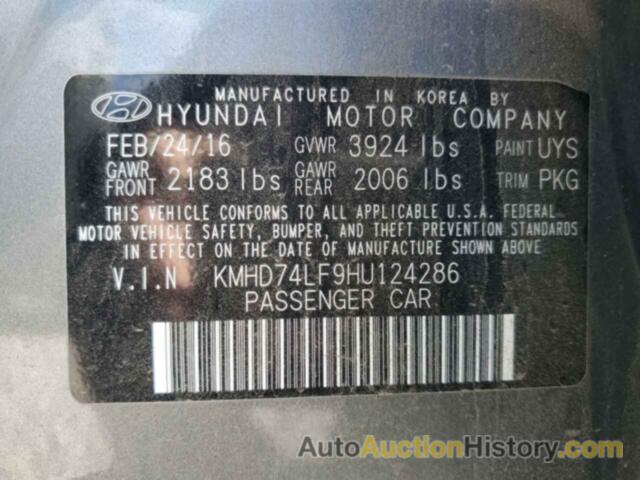 HYUNDAI ELANTRA SE, KMHD74LF9HU124286