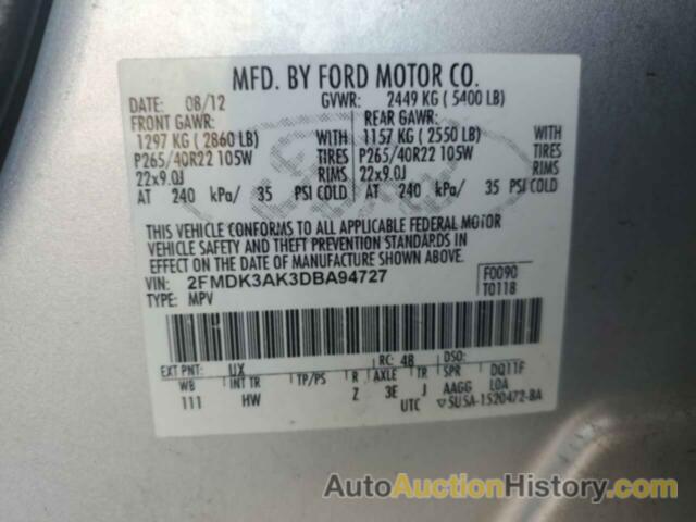 FORD EDGE SPORT, 2FMDK3AK3DBA94727