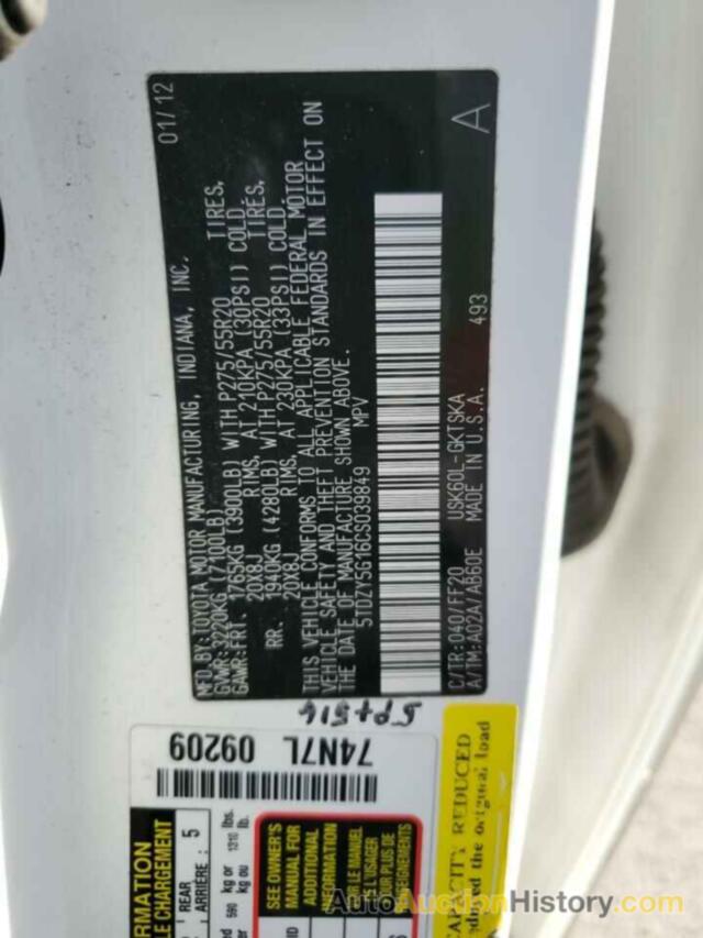 TOYOTA SEQUOIA SR5, 5TDZY5G16CS039849