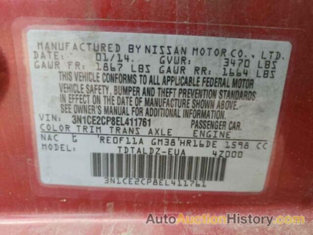 NISSAN VERSA S, 3N1CE2CP8EL411761