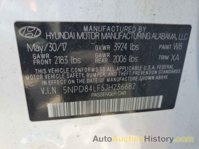 HYUNDAI ELANTRA SEL, 5NPD84LF5JH236682