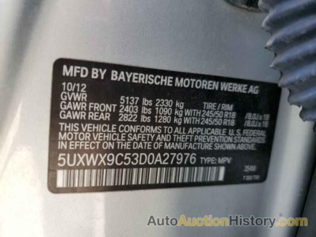 BMW X3 XDRIVE28I, 5UXWX9C53D0A27976