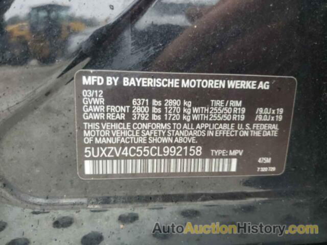 BMW X5 XDRIVE35I, 5UXZV4C55CL992158