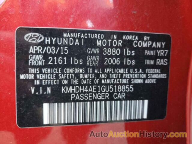 HYUNDAI ELANTRA SE, KMHDH4AE1GU518855