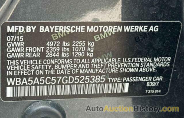 BMW 5 SERIES I, WBA5A5C57GD525385