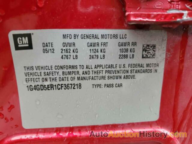 BUICK LACROSSE PREMIUM, 1G4GD5ER1CF367218