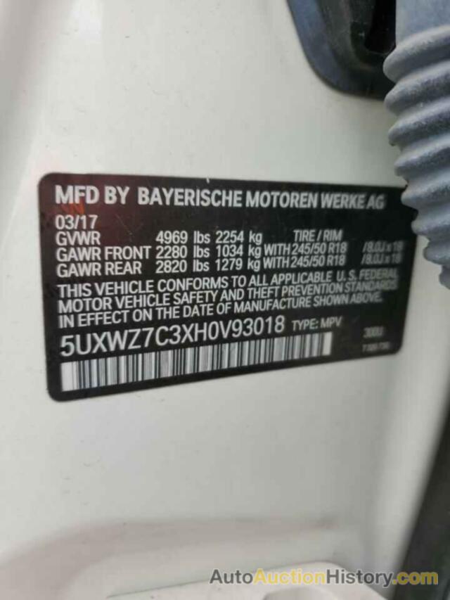 BMW X3 SDRIVE28I, 5UXWZ7C3XH0V93018