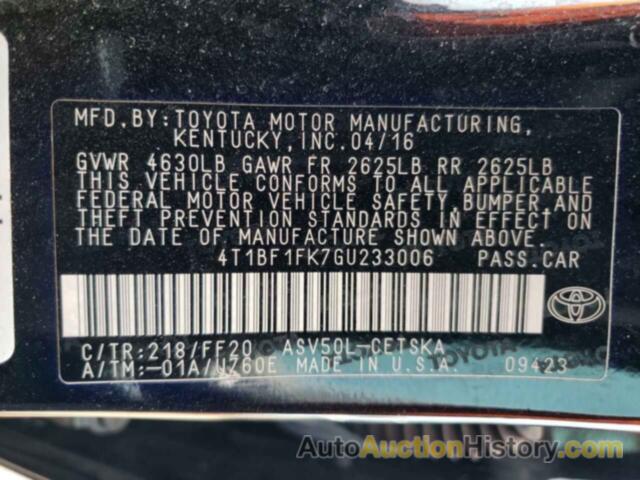 TOYOTA CAMRY LE, 4T1BF1FK7GU233006