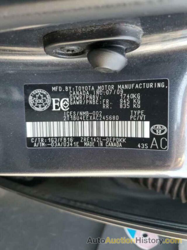 TOYOTA COROLLA BASE, 2T1BU4EEXAC245680