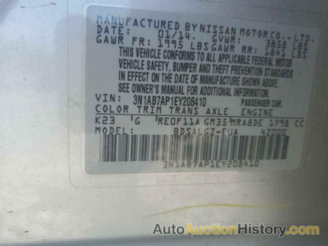 NISSAN SENTRA S, 3N1AB7AP1EY208410