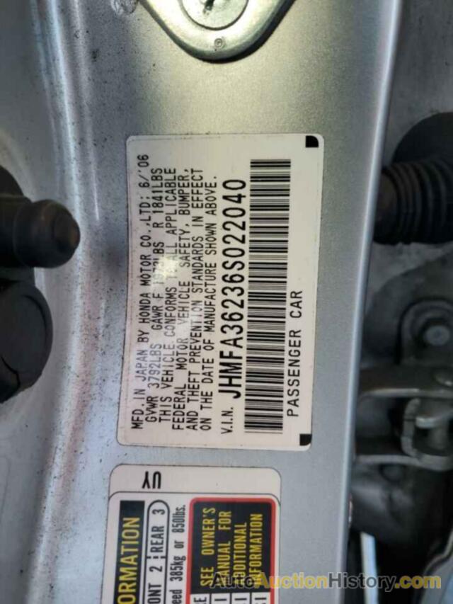 HONDA CIVIC HYBRID, JHMFA36236S022040