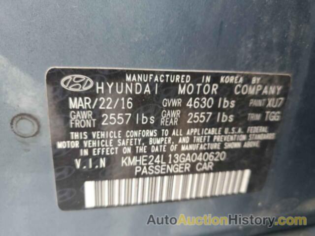 HYUNDAI SONATA HYBRID, KMHE24L13GA040620