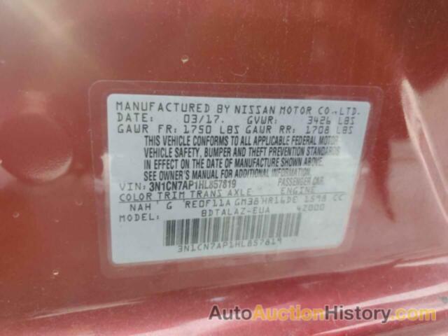 NISSAN VERSA S, 3N1CN7AP1HL857819