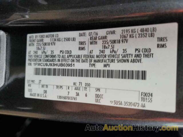 FORD ESCAPE TITANIUM, 1FMCU9J93HUB03951