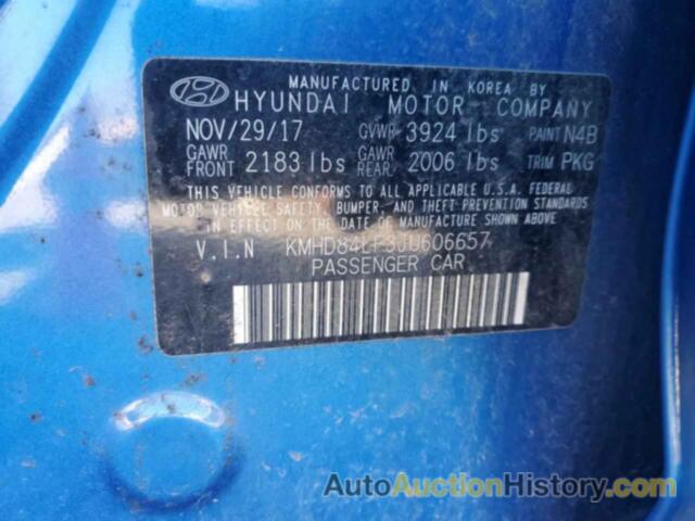 HYUNDAI ELANTRA SEL, KMHD84LF3JU606657