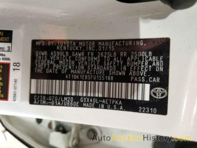 TOYOTA AVALON XLE, 4T1BK1EB5FU155188