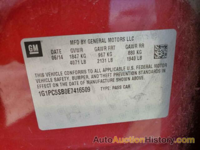 CHEVROLET CRUZE LT, 1G1PC5SB0E7416509