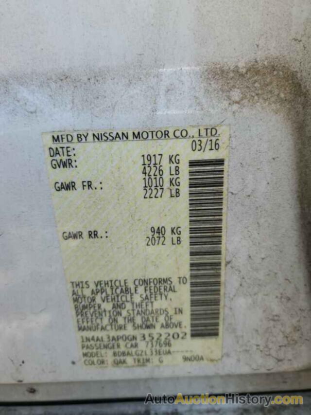 NISSAN ALTIMA 2.5, 1N4AL3AP0GN352202