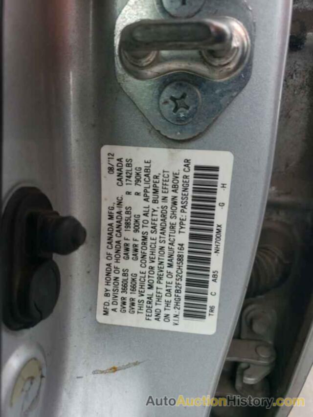 HONDA CIVIC LX, 2HGFB2F52CH588164