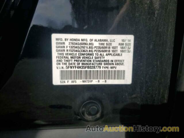 HONDA PILOT SE, 5FNYF4H35FB028779