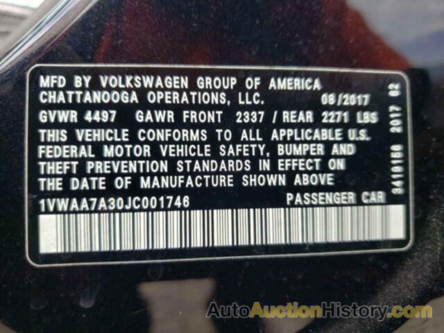 VOLKSWAGEN PASSAT S, 1VWAA7A30JC001746