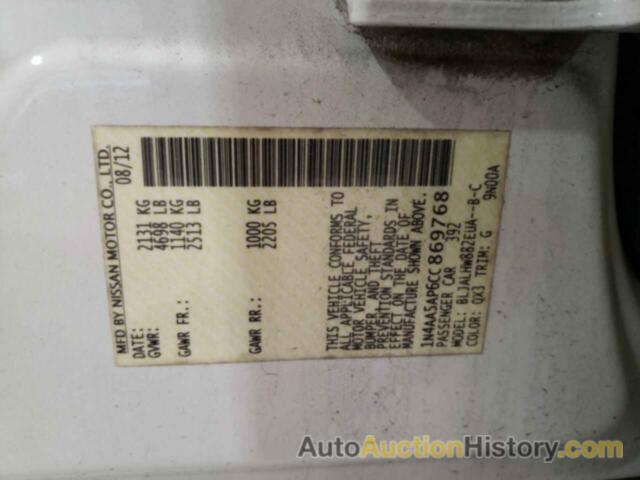 NISSAN MAXIMA S, 1N4AA5AP6CC869768