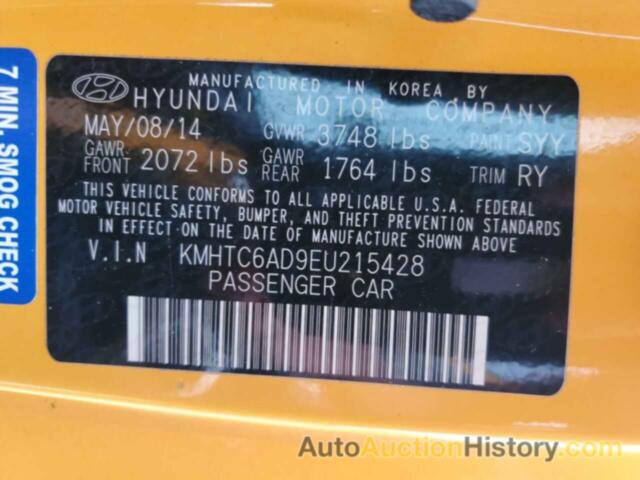 HYUNDAI VELOSTER, KMHTC6AD9EU215428