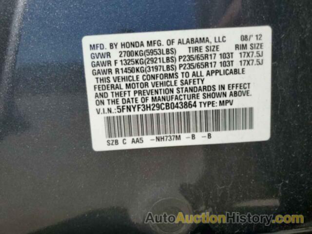 HONDA PILOT LX, 5FNYF3H29CB043864