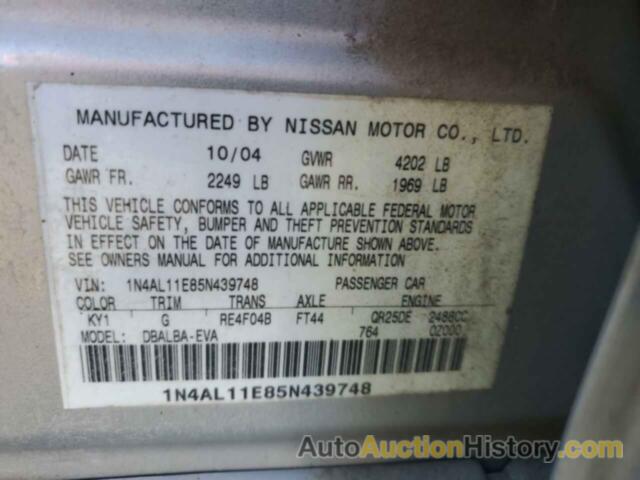 NISSAN ALTIMA S, 1N4AL11E85N439748