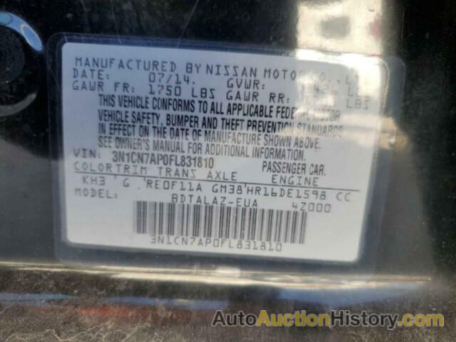 NISSAN VERSA S, 3N1CN7AP0FL831810