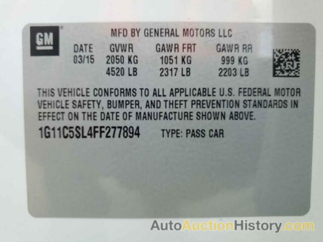 CHEVROLET MALIBU 1LT, 1G11C5SL4FF277894