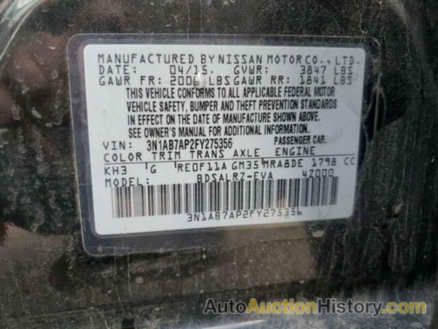 NISSAN SENTRA S, 3N1AB7AP2FY275356