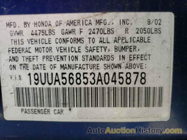 ACURA TL TYPE-S, 19UUA56853A045878