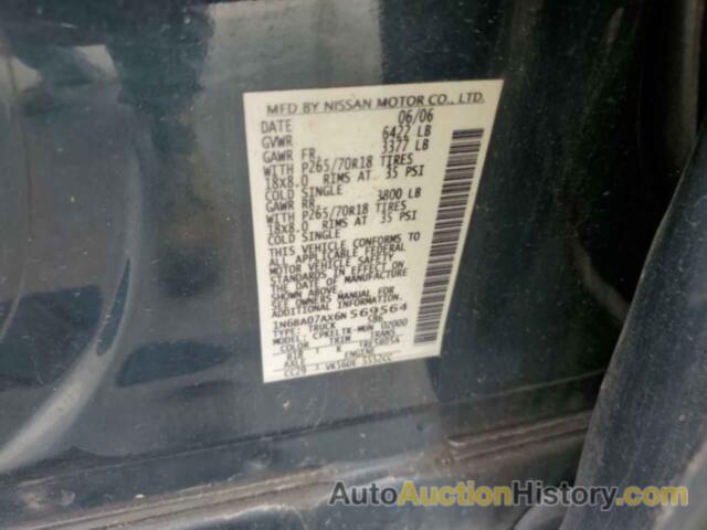 NISSAN TITAN XE, 1N6BA07AX6N569564