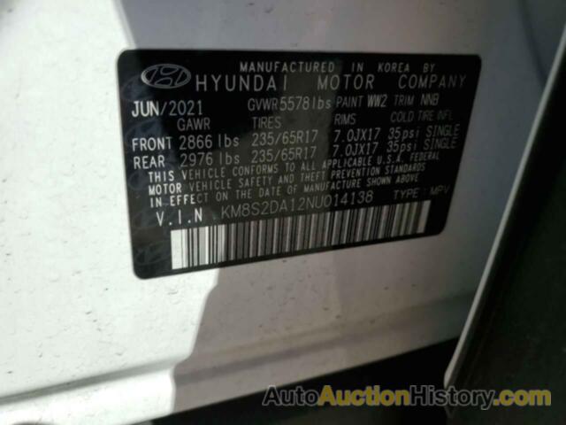 HYUNDAI SANTA FE BLUE, KM8S2DA12NU014138