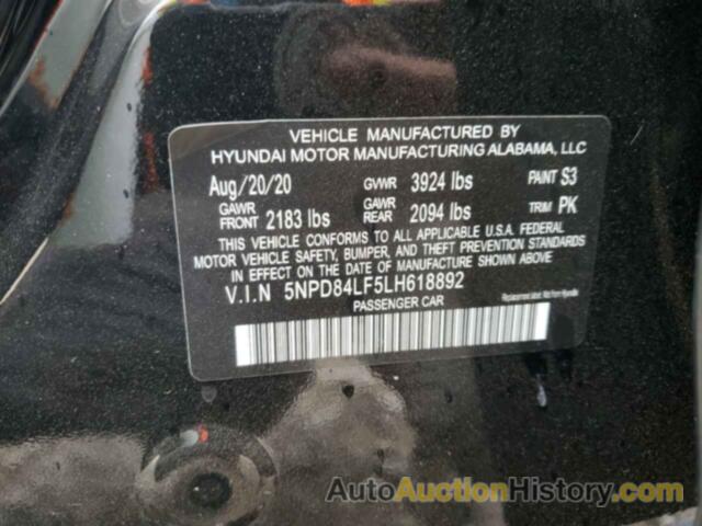 HYUNDAI ELANTRA SEL, 5NPD84LF5LH618892