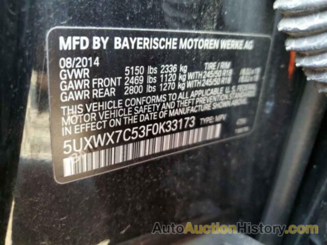 BMW X3 XDRIVE35I, 5UXWX7C53F0K33173