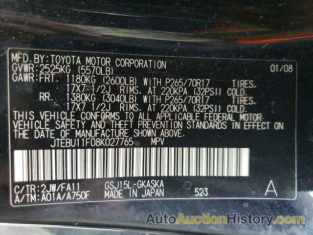 TOYOTA FJ CRUISER, JTEBU11F08K027765