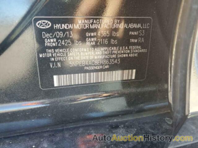 HYUNDAI SONATA GLS, 5NPEB4AC8EH863543